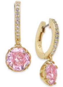 aretes de aro clásicos de circonita de cristal rosa