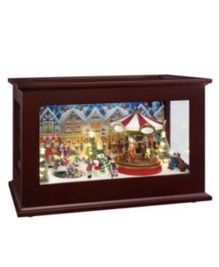 villa de navidad en un cajon de madera con vidrio decoración de navidad