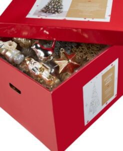caja de navidad con decoraciones navideñas