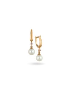 Par de aretes de oro con diamantes