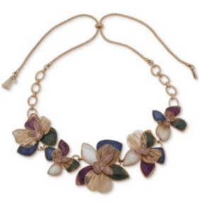 Macy's Collar deslizante con flores multicolores en tono dorado