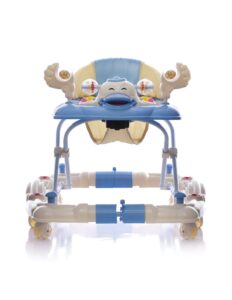 caminador para bebes de color beige y azul