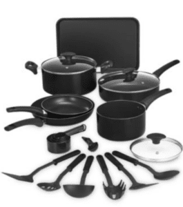 juego de ollas, sartenes y cucharas de cocina