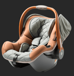 asiento para coches de bebes color naranja y gris